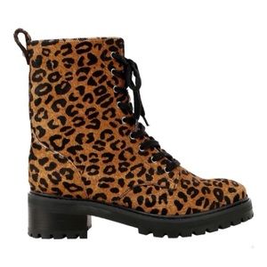 Schutz Gioconda Leopard calf hair combat boots